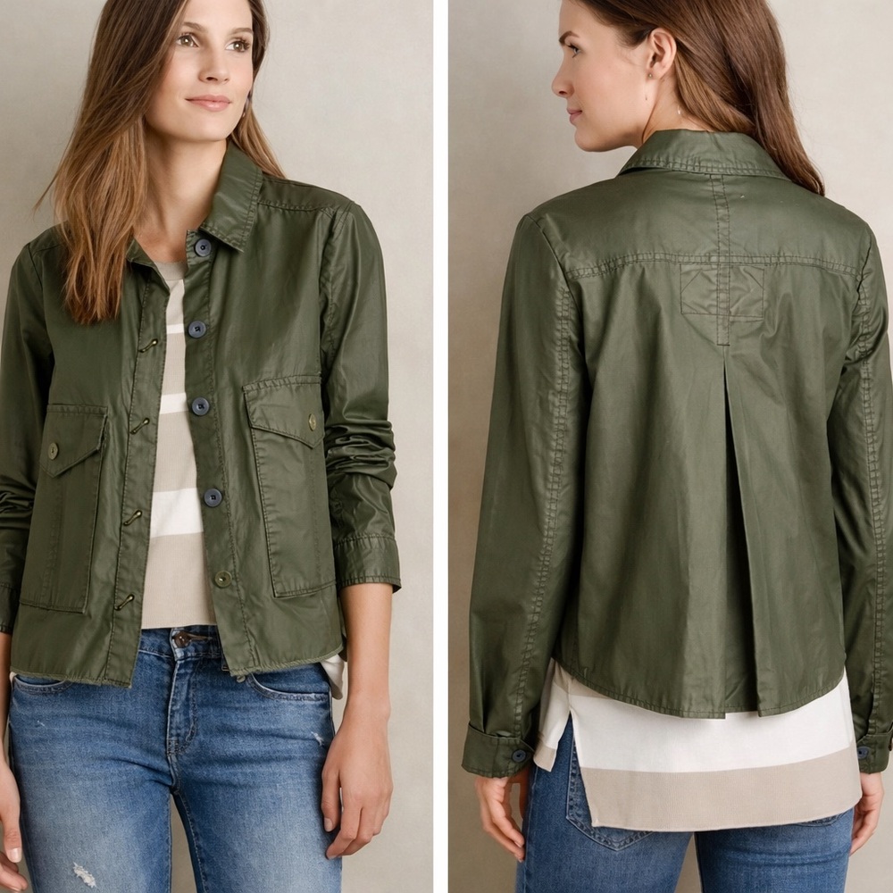 Hei Hei Waxed Utility Swing Jacket Olive Military Workwear Cotton Size S